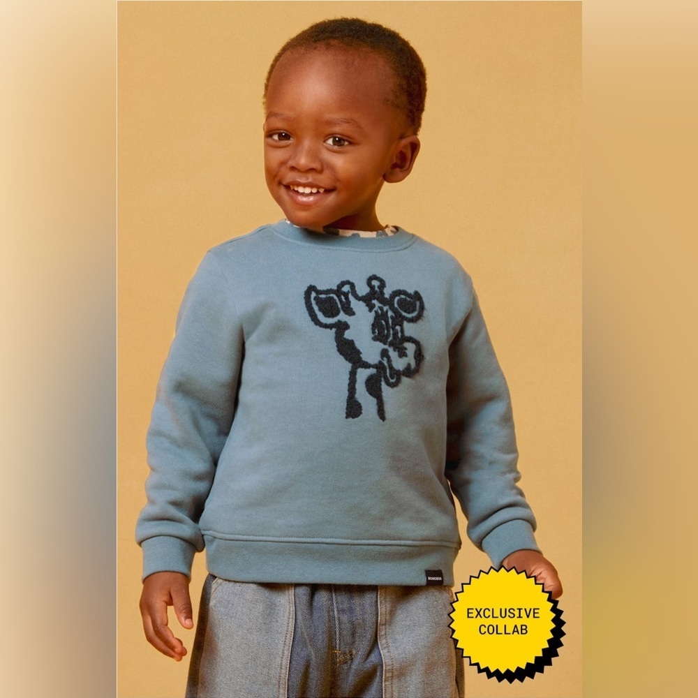 Bonobos Kids Toys "R "Us Geoffrey Giraffe Crew Neck Sweatshirt Kazoo Blue $69 - Picture 2 of 3